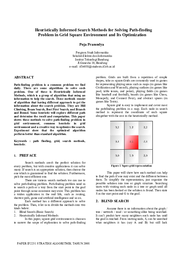 (PDF) Heuristically Informed Search Methods for Solving Path-finding ...
