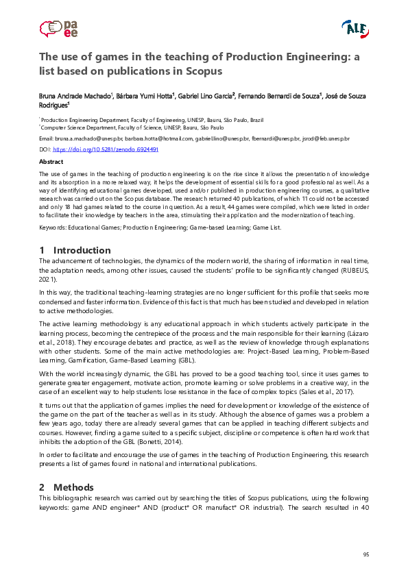(PDF) The use of games in the teaching of Production Engineering: a ...