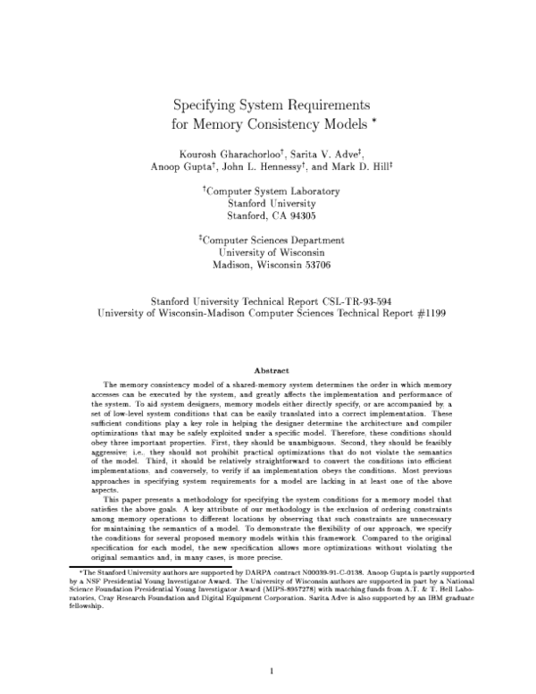 (PDF) Specifying system requirements for memory consistency models