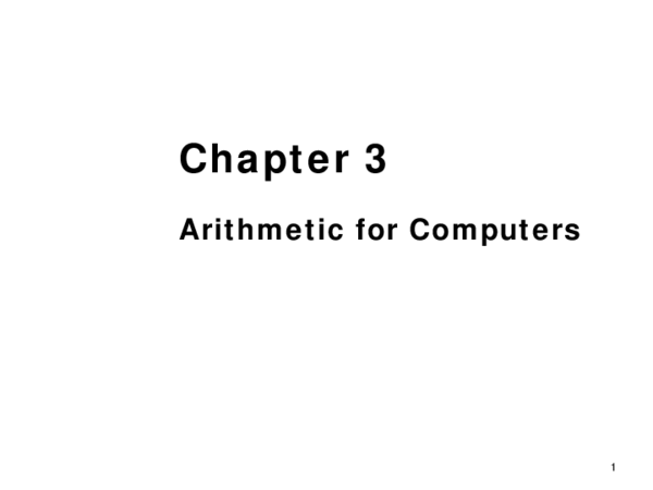 (PDF) Arithmetic for Computers