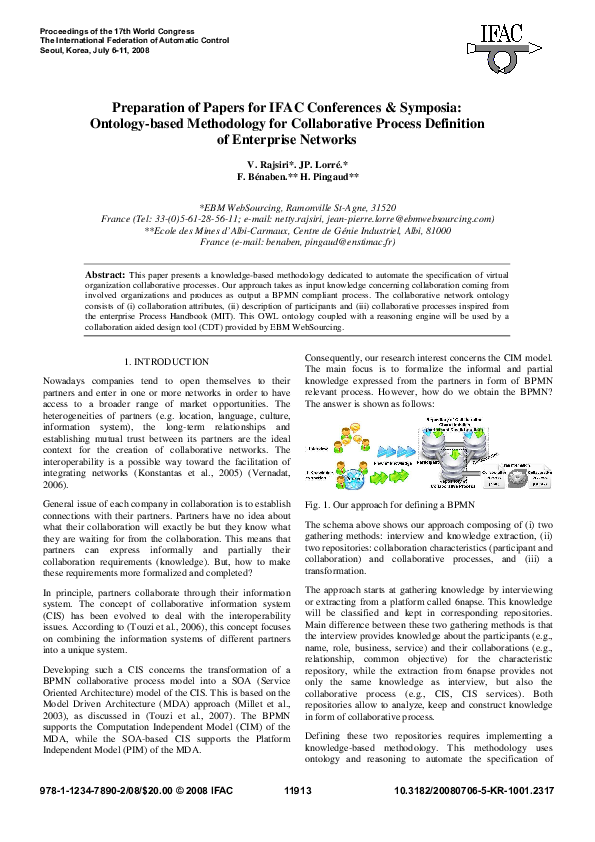 (PDF) Preparation of Papers for IFAC Conferences & Symposia: Ontology ...