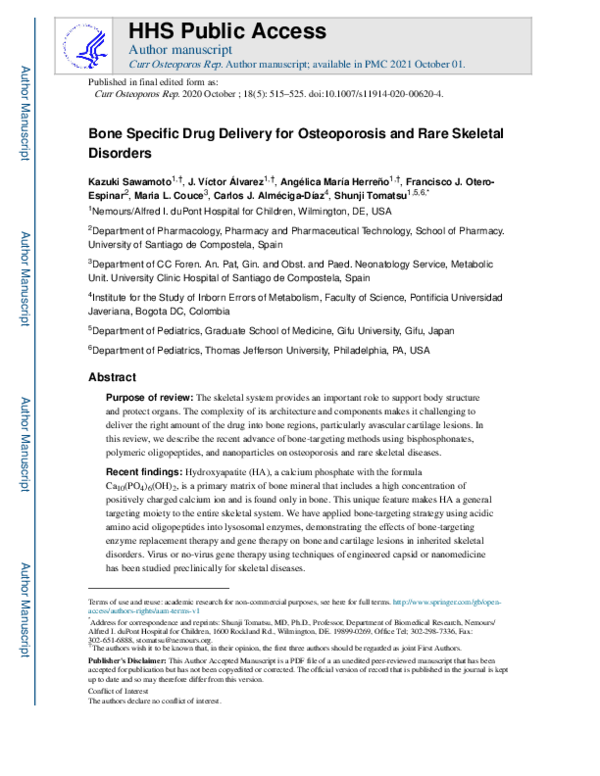 (PDF) Bone-Specific Drug Delivery for Osteoporosis and Rare Skeletal ...