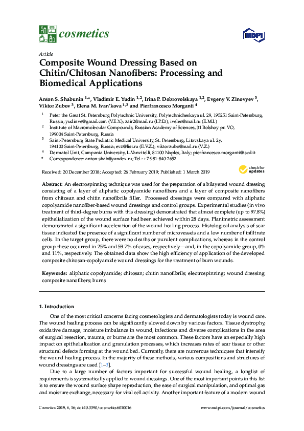 (PDF) Composite Wound Dressing Based on Chitin/Chitosan Nanofibers ...