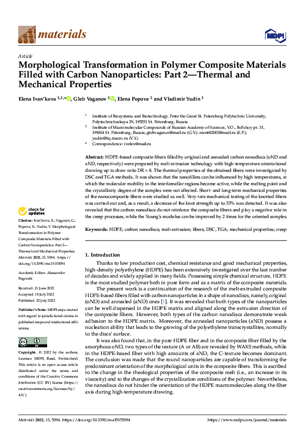 (PDF) Morphological Transformation in Polymer Composite Materials ...