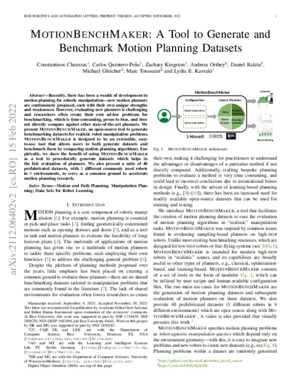 (PDF) MotionBenchMaker: A Tool to Generate and Benchmark Motion ...