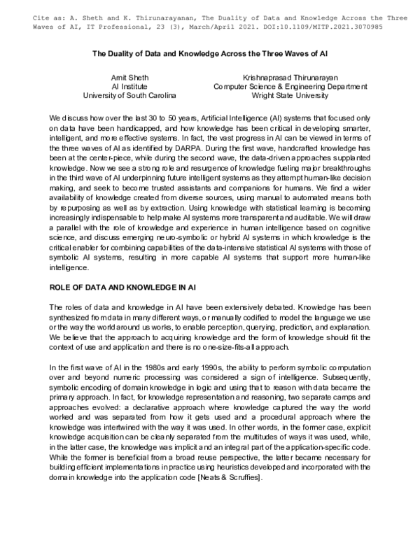 (PDF) The Inescapable Duality of Data and Knowledge