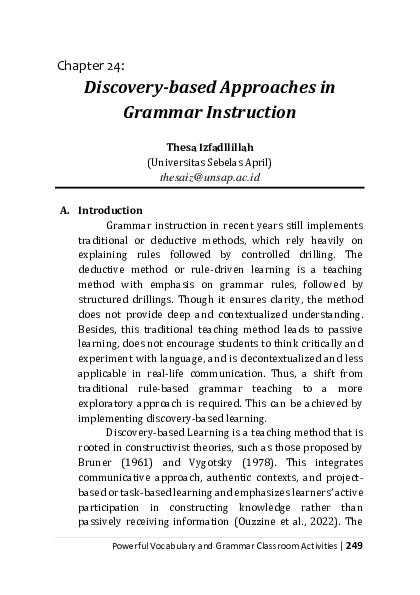(PDF) Discovery-based Approaches in Grammar Instruction