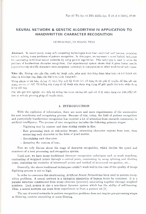 (PDF) Neural network & genetic algorithm in application to handwritten ...