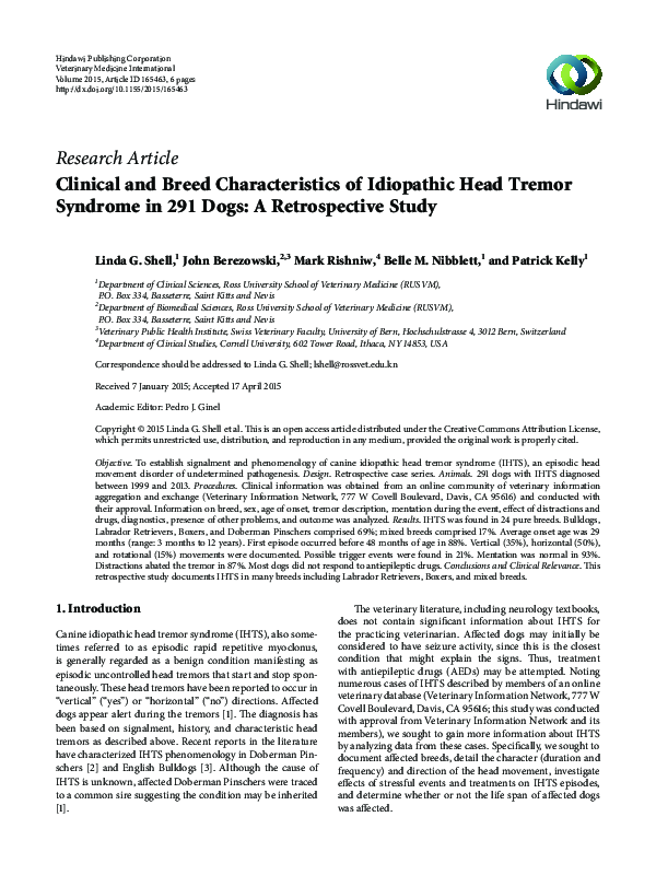 (PDF) Clinical and Breed Characteristics of Idiopathic Head Tremor ...