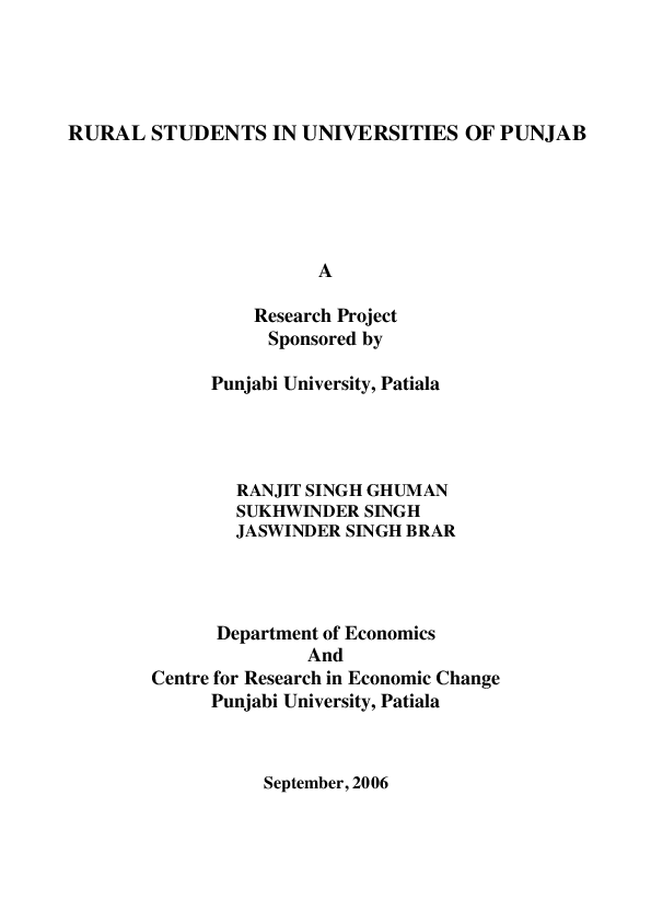 (PDF) Rural Students in Universities of Punjab