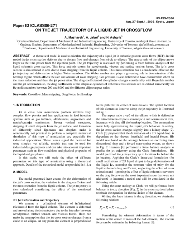 (PDF) On the Jet Trajectory of a Liquid Jet in Crossflow