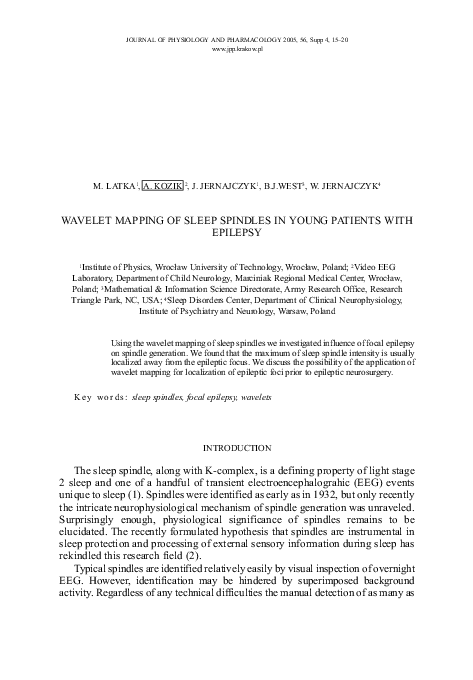 (PDF) Wavelet mapping of sleep spindles in young patients with epilepsy