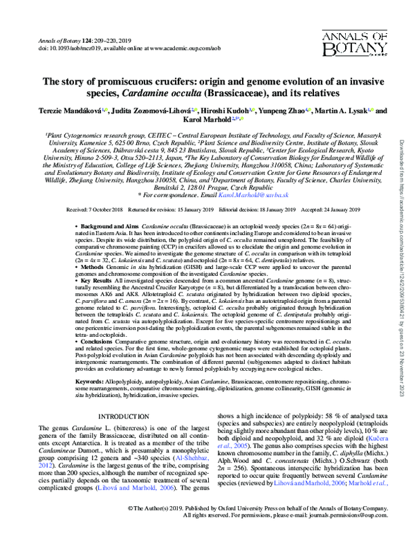 (PDF) The story of promiscuous crucifers: origin and genome evolution ...