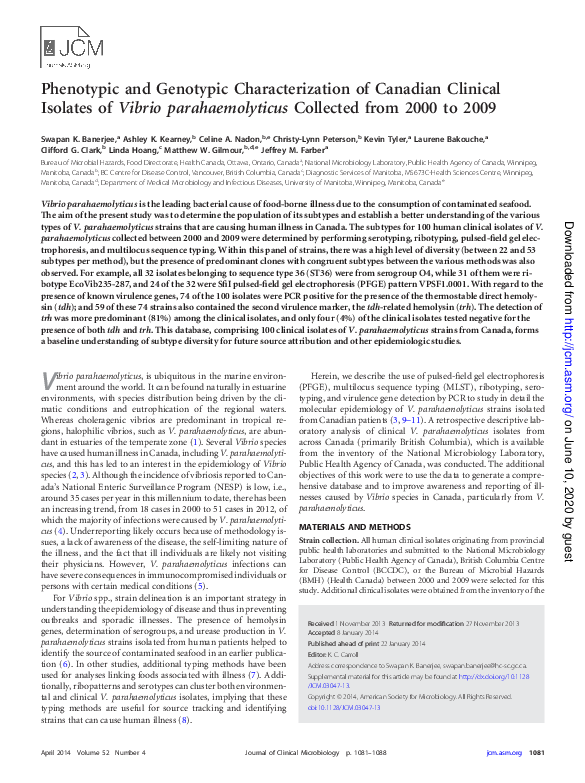 (PDF) Phenotypic and Genotypic Characterization of Canadian Clinical ...