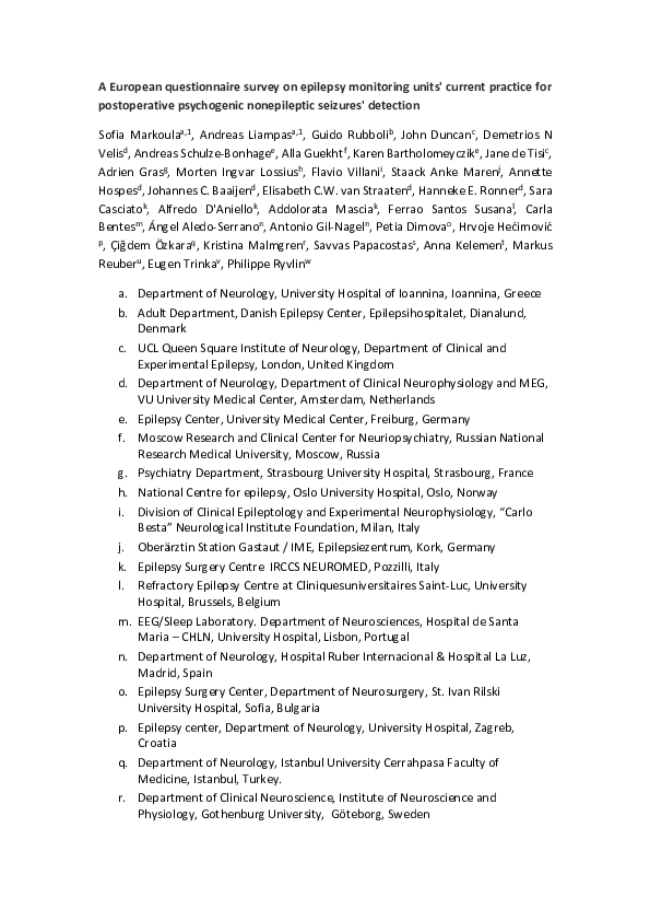 (PDF) A European questionnaire survey on epilepsy monitoring units ...