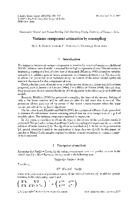 (PDF) Variance component estimation by resampling