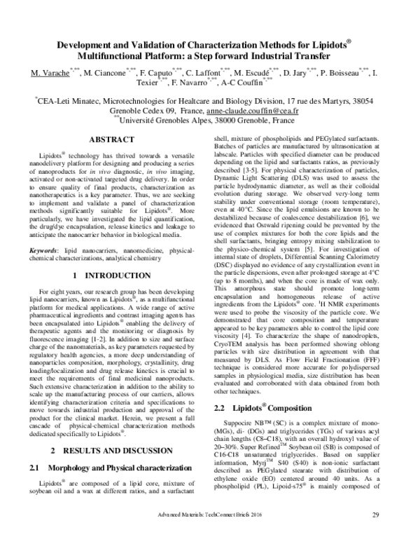(PDF) Development and validation of characterization methods for ...