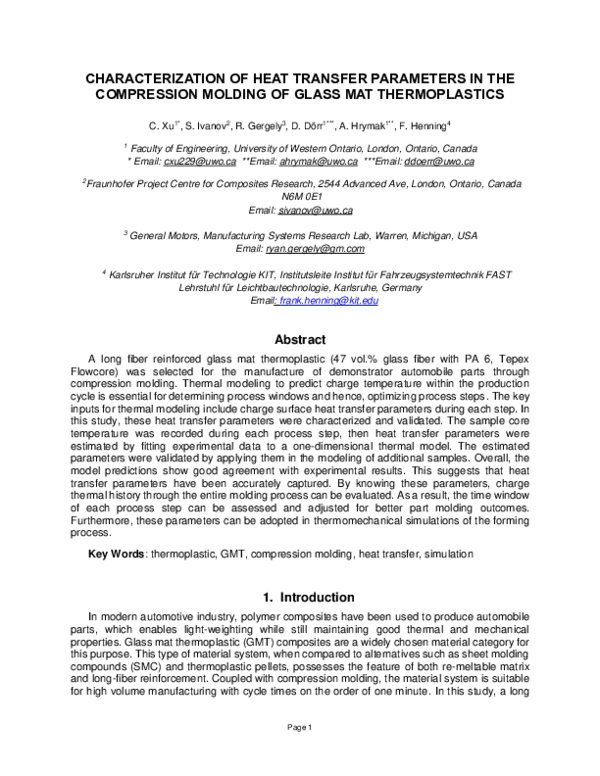 (PDF) Characterization of Heat Transfer Parameters in the Compression ...