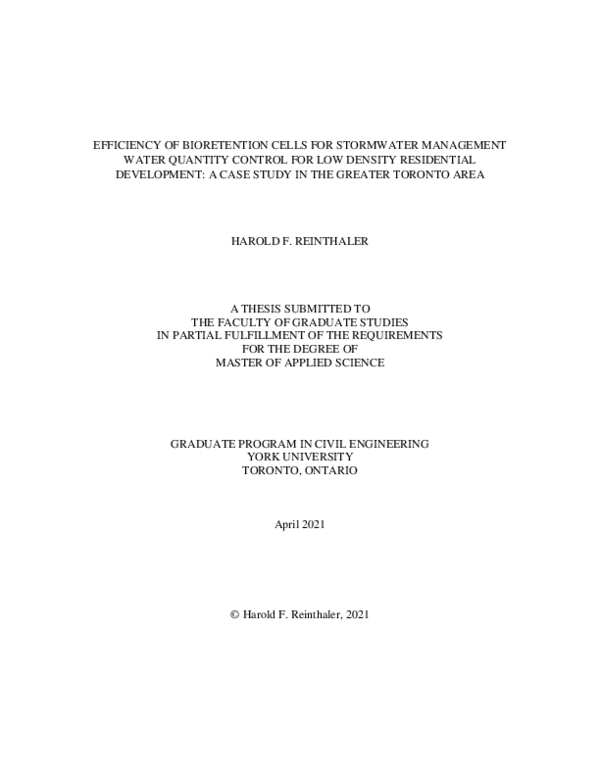 (PDF) Efficiency of Bioretention Cells for Stormwater Management Water ...