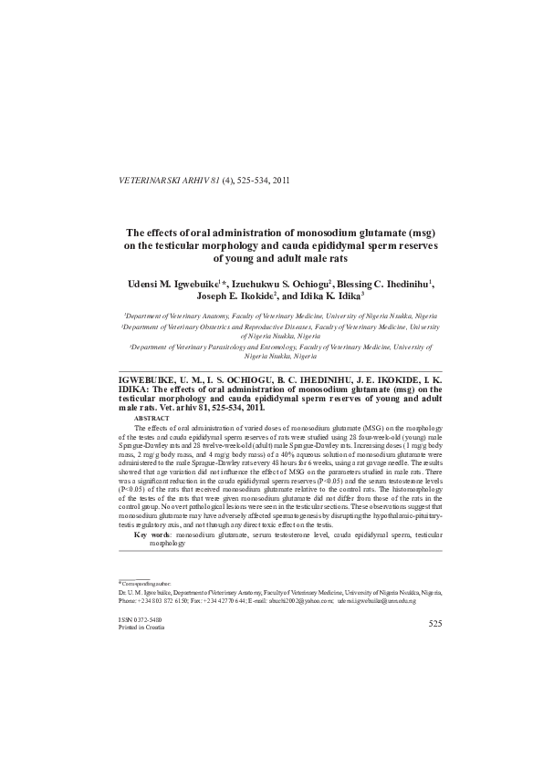 (PDF) The effects of oral administration of monosodium glutamate (msg ...