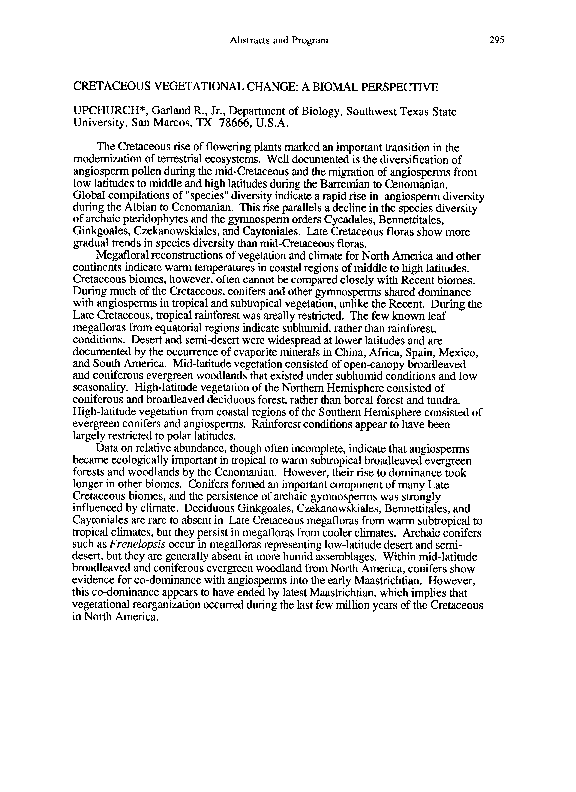 (PDF) Cretaceous vegetational change: a biomal perspective