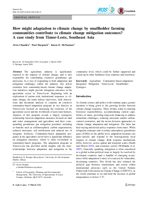 (PDF) How might adaptation to climate change by smallholder farming ...