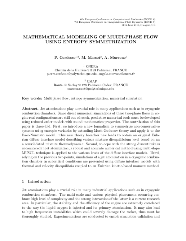 (PDF) Mathematical modelling of multi-phase flow using entropy ...