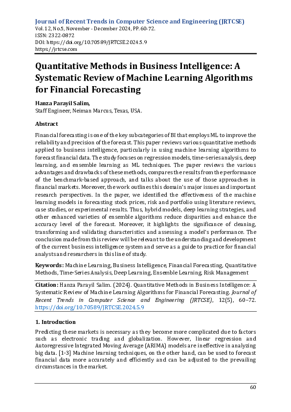 (PDF) Quantitative Methods in Business Intelligence: A Systematic ...