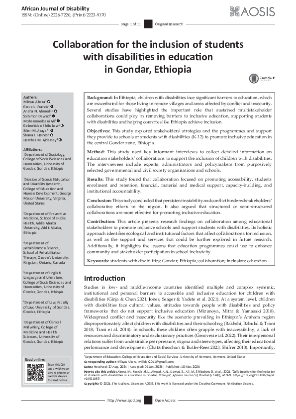 (PDF) Collaboration for the inclusion of students with disabilities in ...