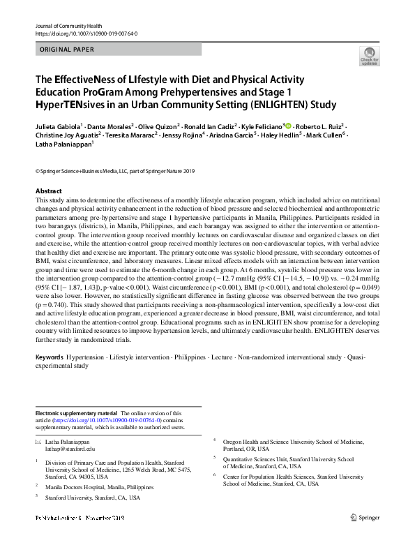 (PDF) The EffectiveNess of LIfestyle with Diet and Physical Activity ...