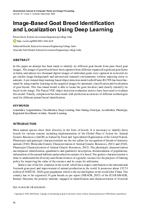 (PDF) Image-Based Goat Breed Identification and Localization Using Deep ...