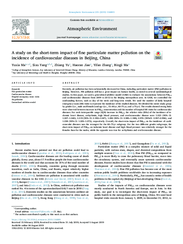 (PDF) A study on the short-term impact of fine particulate matter ...