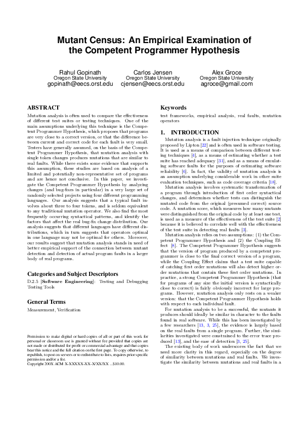 (PDF) Mutant census : an empirical examination of the competent ...