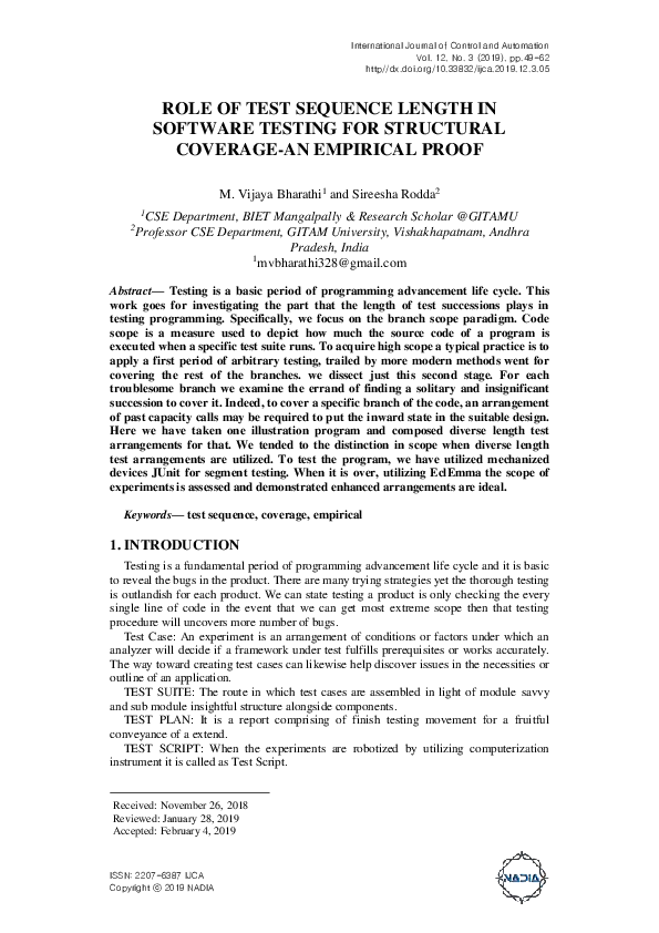 (PDF) Role of Test Sequence Length in Software Testing for Structural ...