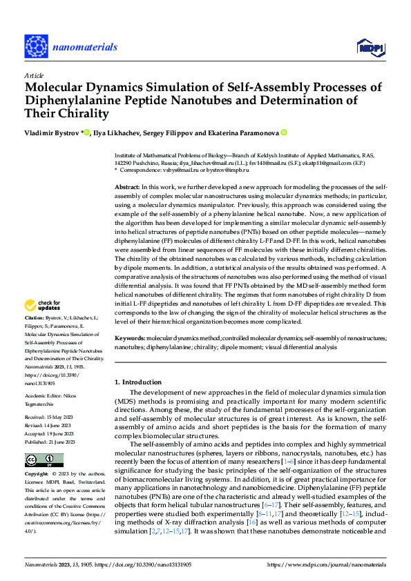 (PDF) Molecular Dynamics Simulation of Self-Assembly Processes of ...