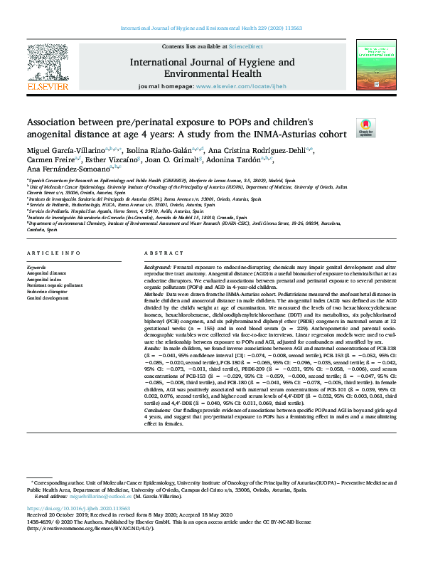 (PDF) Association between pre/perinatal exposure to POPs and children's ...