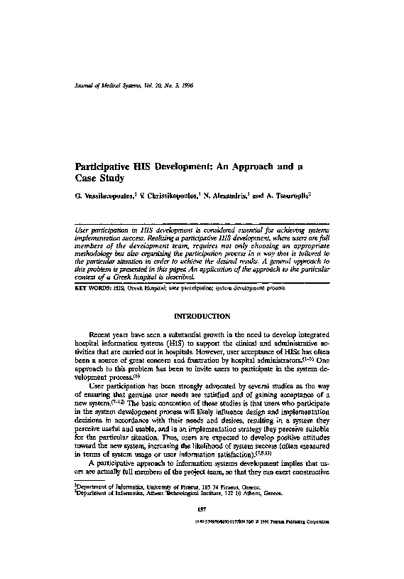 (PDF) Participative HIS development: An approach and a case study