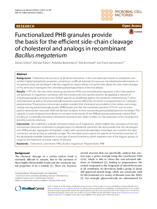 (PDF) Functionalized PHB granules provide the basis for the efficient ...