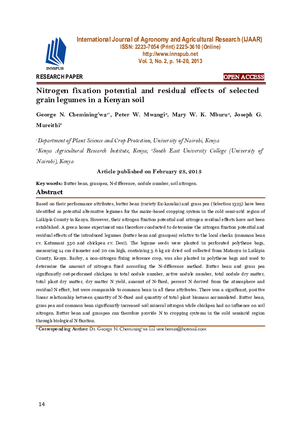 (PDF) Nitrogen fixation potential and residual effects of selected ...