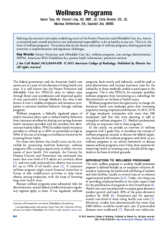 (PDF) Wellness Programs