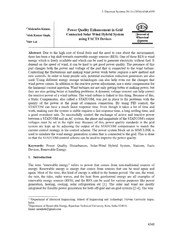 (PDF) Power Quality Enhancement in Grid Connected Solar Wind Hybrid ...
