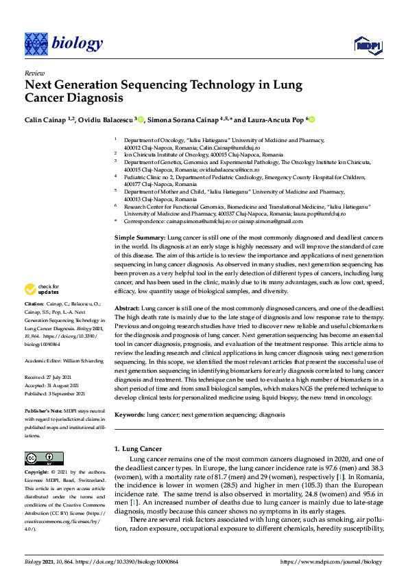 (PDF) Next Generation Sequencing Technology in Lung Cancer Diagnosis