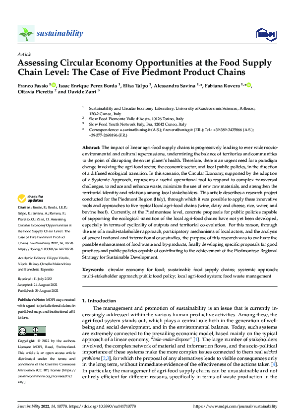 (PDF) Assessing Circular Economy Opportunities at the Food Supply Chain ...
