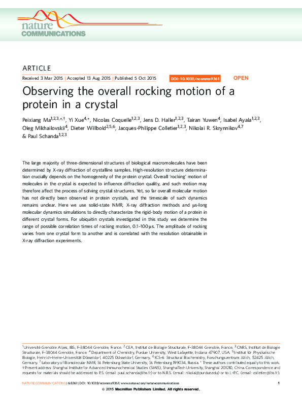 (PDF) Observing the overall rocking motion of a protein in a crystal