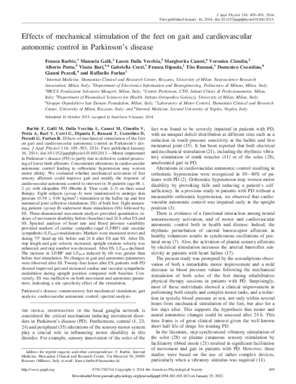 (PDF) Effects of mechanical stimulation of the feet on gait and ...