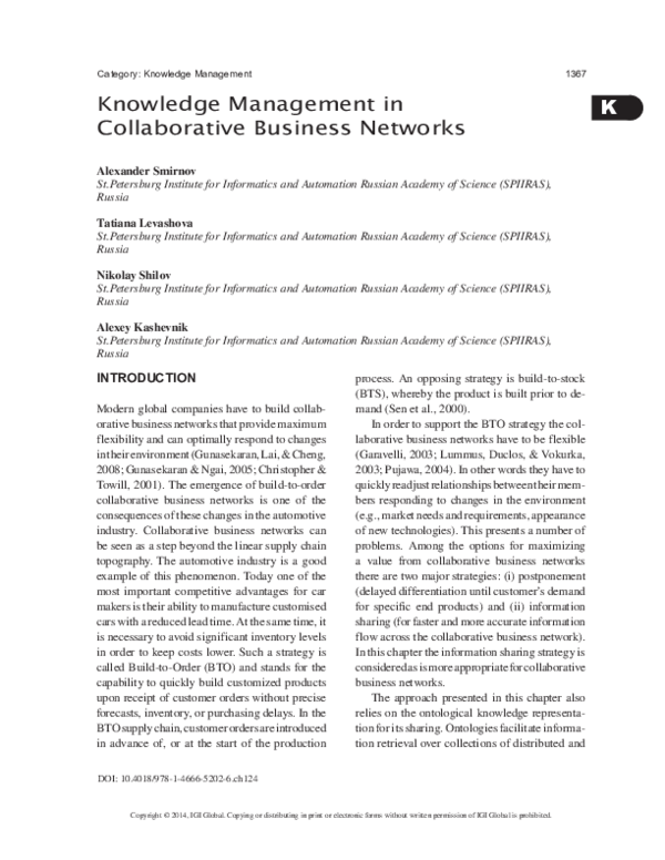 (PDF) Knowledge Management in Collaborative Business Networks