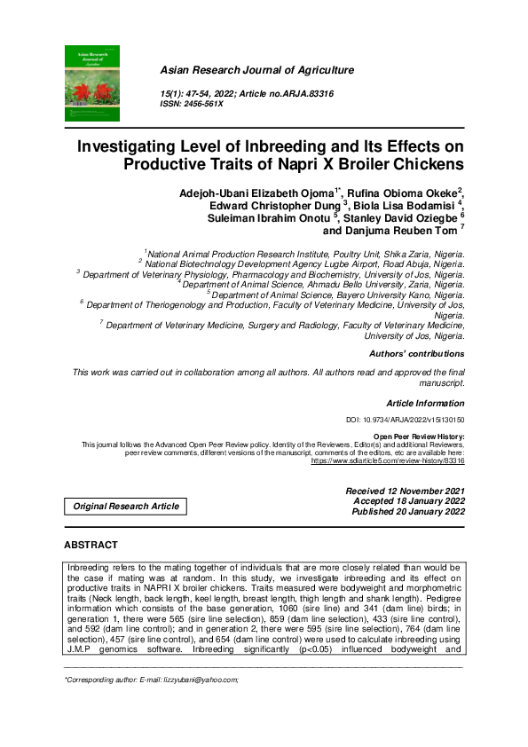 (PDF) Investigating Level of Inbreeding and Its Effects on Productive ...