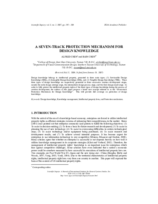 (PDF) A Seven-Track Protection Mechanism for Design Knowledge