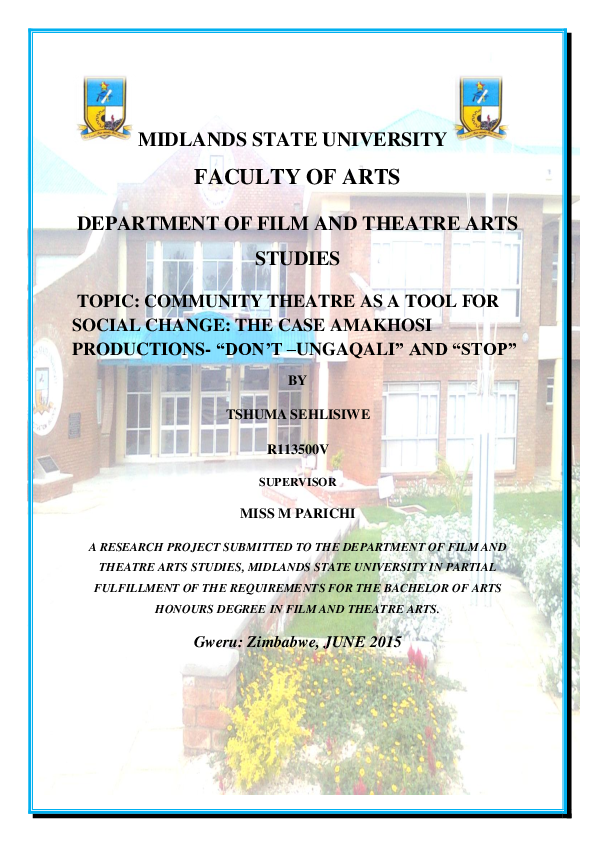 (PDF) Community theatre as a tool for social change: the case Amakhosi ...