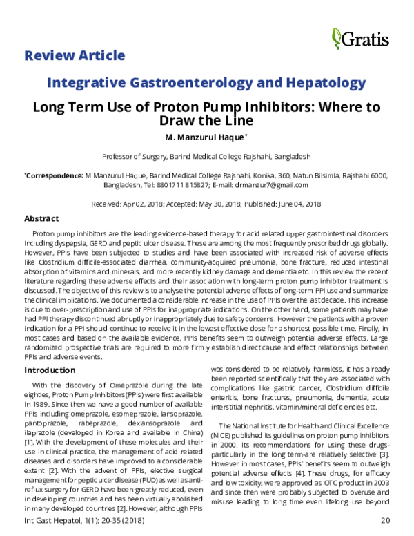 (PDF) Long Term Use of Proton Pump Inhibitors: Where to Draw the Line